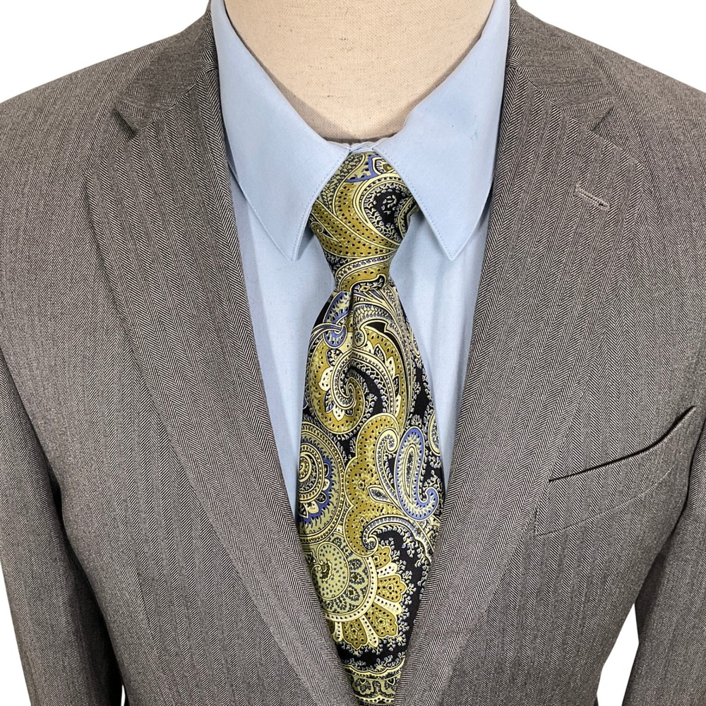 Lauren Ralph Lauren Blazer Mens‎ 40R Gray Herringbone Camel Hair Wool Sport Coat
